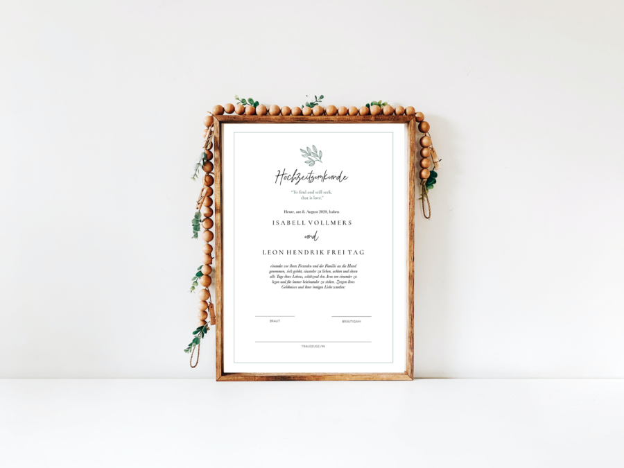 Hochzeitsurkunde "Sofia"